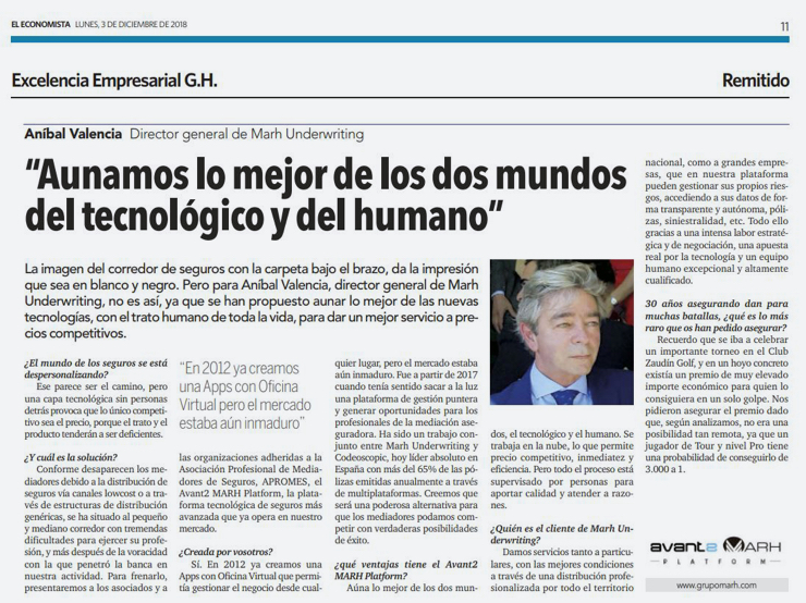 Artículo "El Economista" con Aníbal Valencia